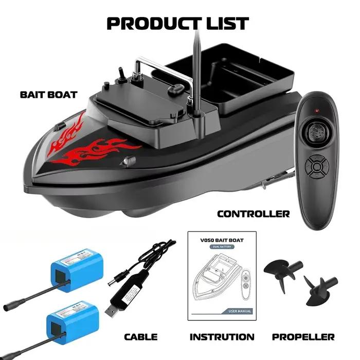 Bateau appât télécommandé VWVIVIDWORLD 500m - 2kg charge vitesse fixe étanche 4 lumières nuit