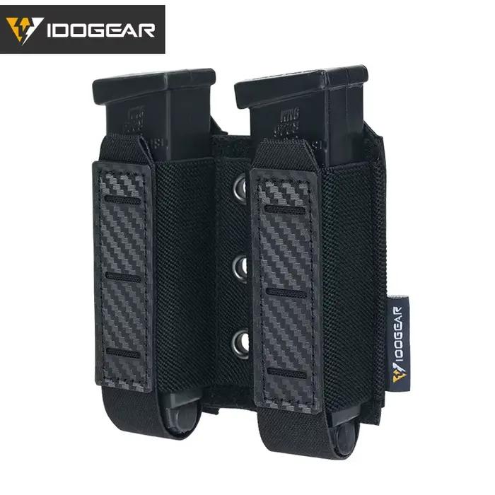 Poche double chargeur 9mm IDOGEAR - Mag pouch carbone MOLLE pêche airsoft tactique