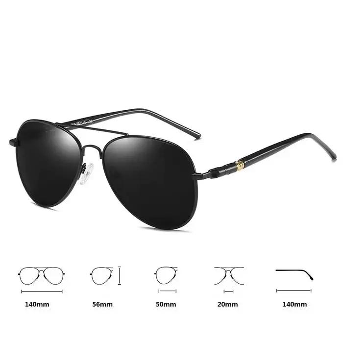 Lunettes aviateur polarisées luxe pêche conduite - Monture métal UV400 homme femme