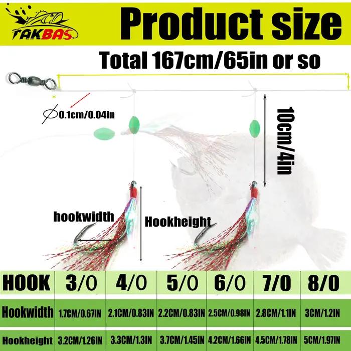 6 bas de ligne flasher appâts sabiki pêche surf saltwater 65LB hameçons circle TAKBAS