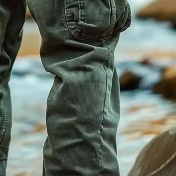 Pantalon velours côtelé pêche rétro pour pêche traditionnelle et pêche au coup classique