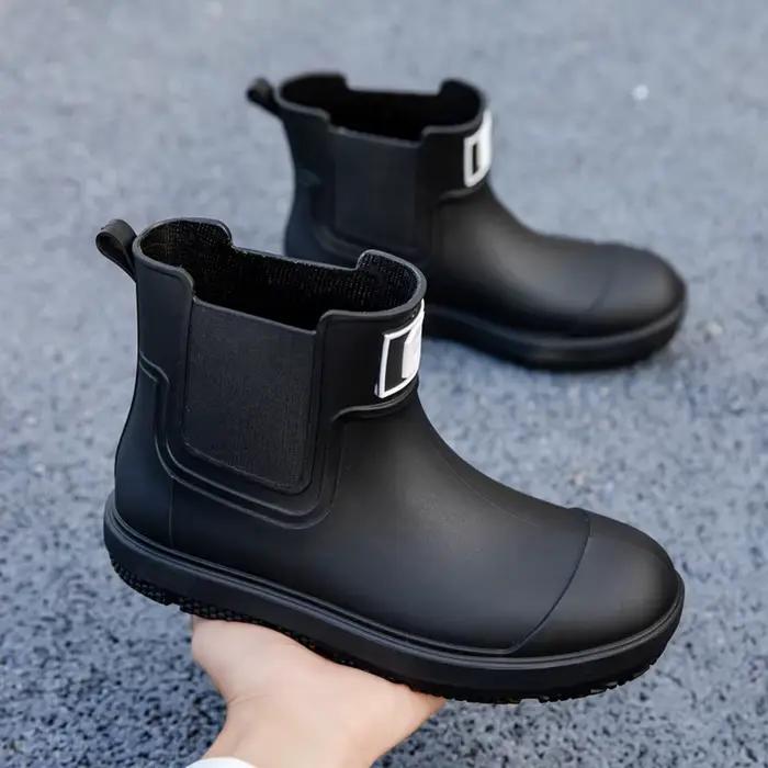 Bottes de pluie courtes anti-dérapantes pour pêche et travail en extérieur - Modèle PVC imperméable