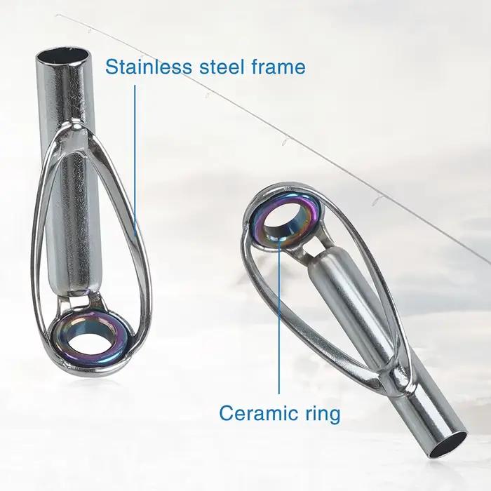 Kit réparation 7/14 guides canne pêche cadre inox anneau céramique bricolage matériel pêche remplacement