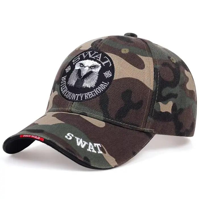 Casquette baseball SWAT Eagle brodée pour hommes - Modèle aigle tactique réglable pour pêche et outdoor