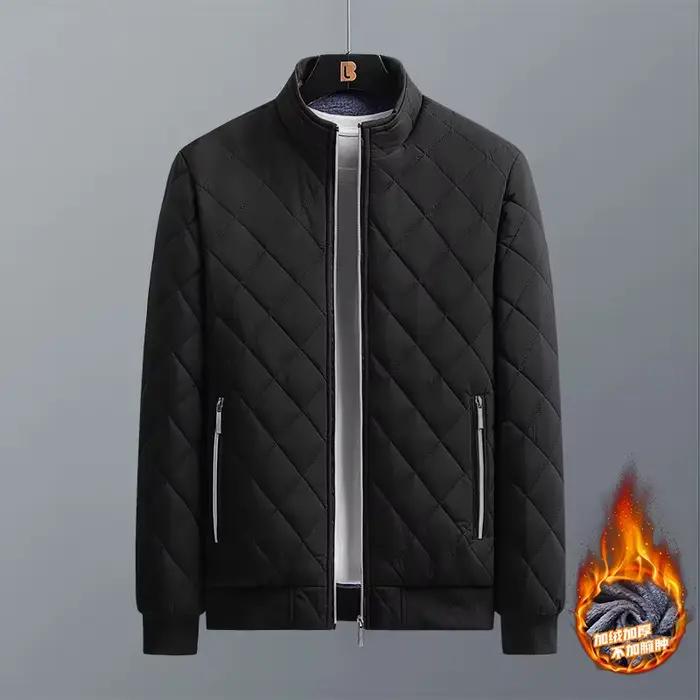 Bomber homme pêche doublé polaire motif diamant veste casual imperméable automne hiver
