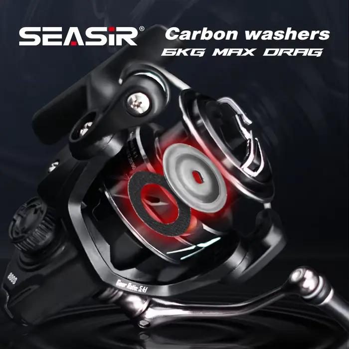 Moulinet Spinning SEASIR Stream 139g Ultraléger Carbon Washers Drag 6Kg 5+1BB Ratio 5.4:1 pour Pêche Précise