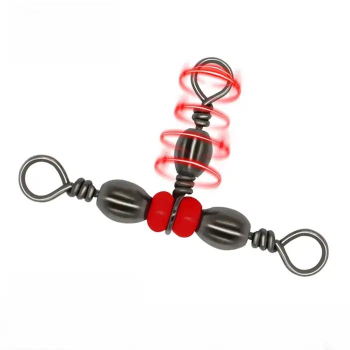 10 pièces connecteurs pêche triple barrel émerillon perles snap ring accessoires montages