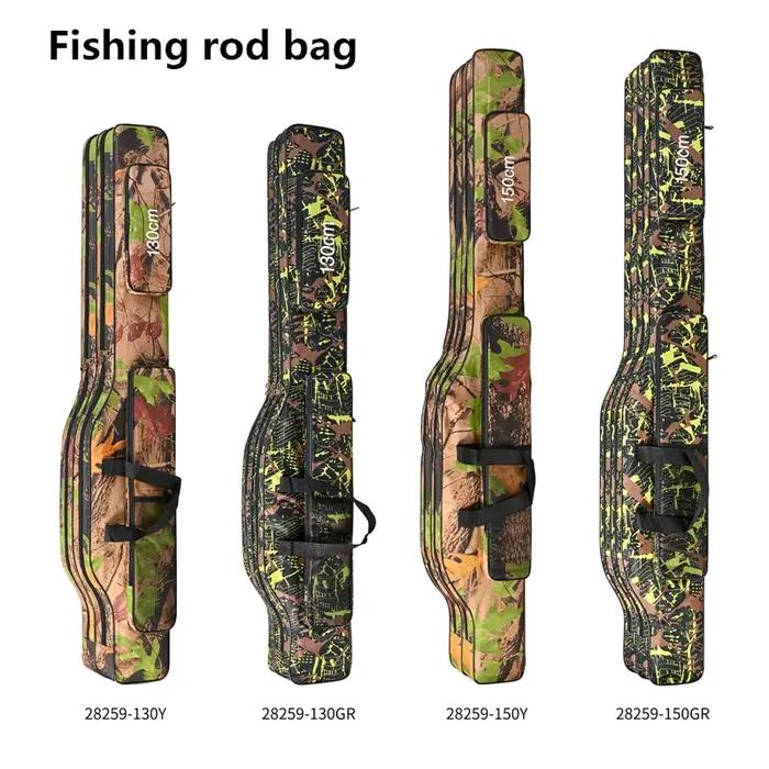 Sac double épaule pêche mer 1.3m/1.5m pliable 2 couches - Grand ventre rangement outils pêche extérieur