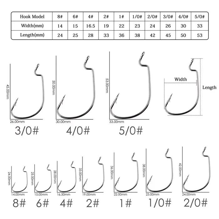 10 hameçons offset 8/5/0 pour leurres souples type worm, appâts crankbait et accessoires de pêche