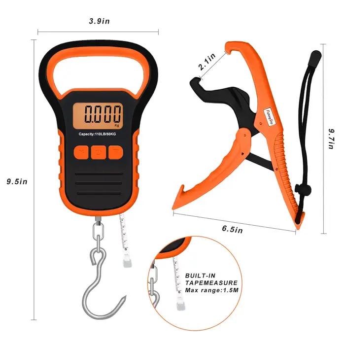 Balance numérique pêche 50kg avec pince à lèvres - Écran LCD rétroéclairé pour pesée précise poissons