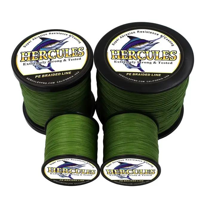 Ligne de pêche Hercules 8 brins Army Green pour mer et eau salée, 100% PE, disponible