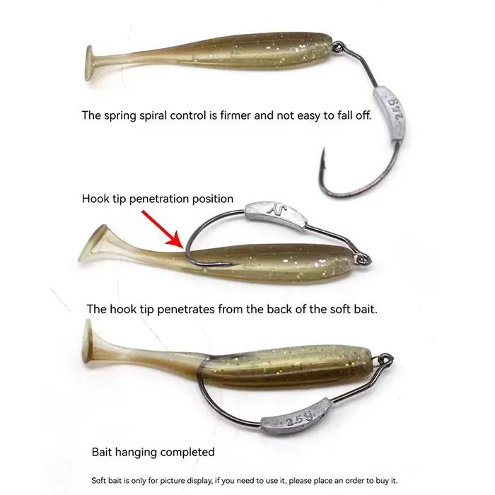 5 hameçons offset PRO BEROS plombés - Pour Texas rig et leurres souples carnassiers