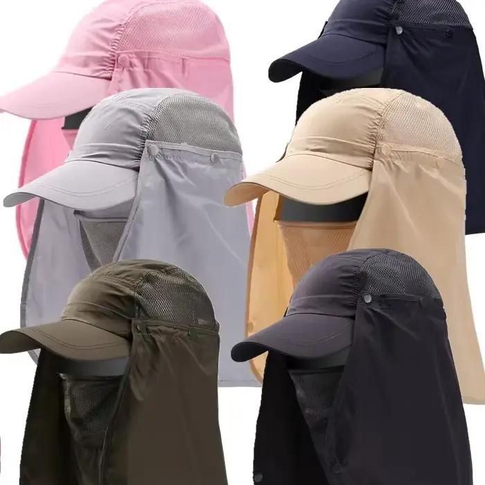 Chapeau de pêche anti-UV respirant imperméable pour homme et femme avec protection faciale intégrale
