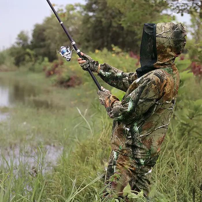 Combinaison pêche été anti-moustiques légère - Veste à capuche et pantalon camouflage bionique respirant
