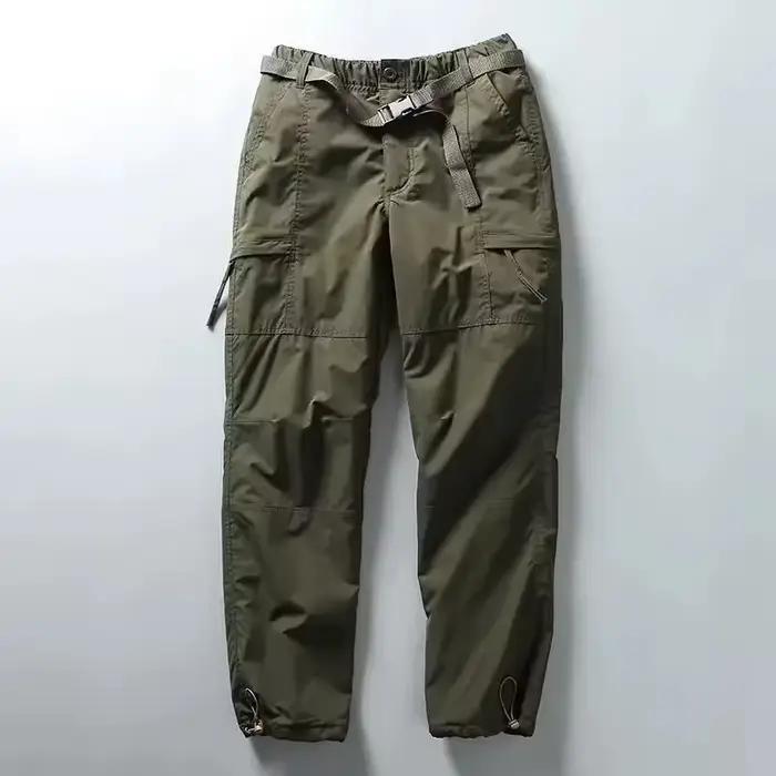 Pantalon cargo pêche hiver épais imperméable polaire multi-poches ample droit homme femme