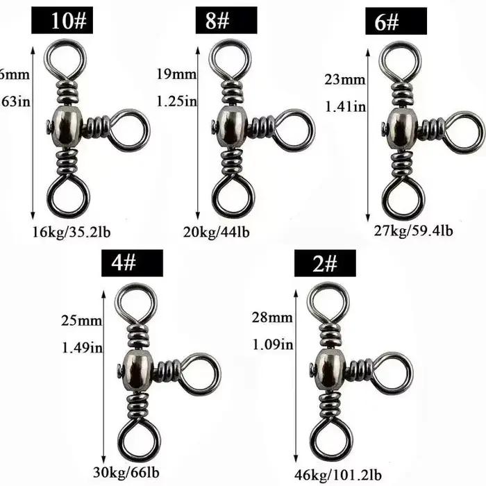 50 connecteurs trois branches nickelés noirs - Émerillons T pêche avec séparateur de ligne accessoires