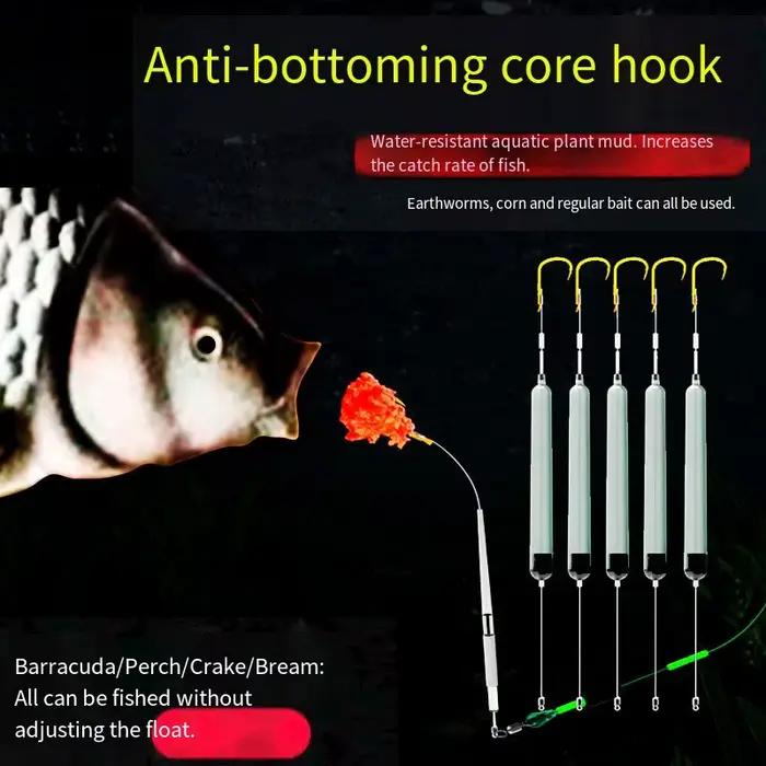 5 rigs pêche carpe anti-fond avec manchons dorés - Hameçons taille 1#-10# - Montages prêts