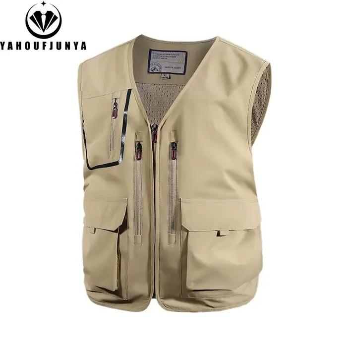 Veste sans manches pêche été 2025 homme - Respirante légère multi-poches pour camping et activités outdoor