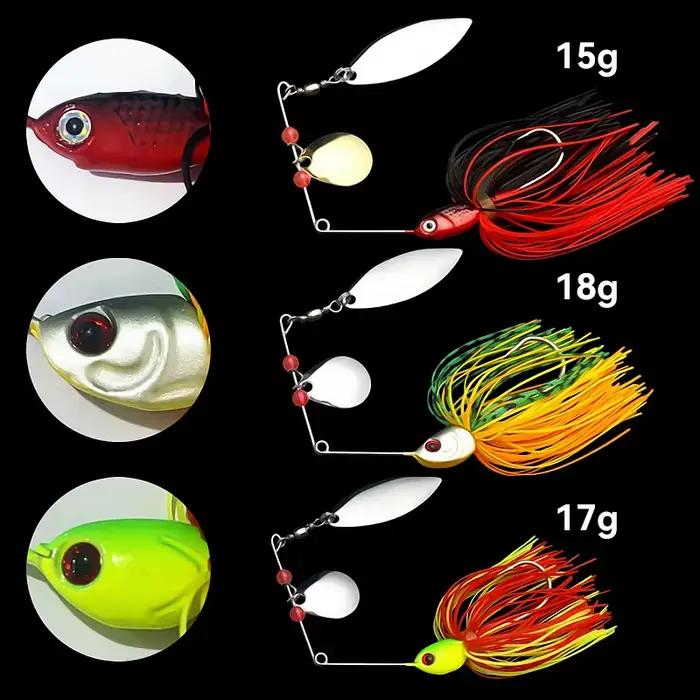 Leurre spinnerbait Bazooka 15g 18g pour brochet et perche, leurre métal avec jupe et hameçon pour