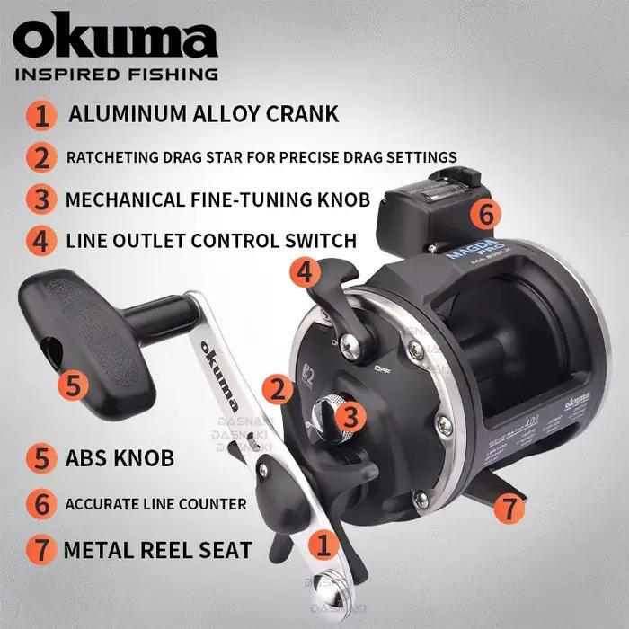 Moulinet mer OKUMA MAGDA linecounter DT MA-15DT-T multirolle baitcasting compteur de ligne
