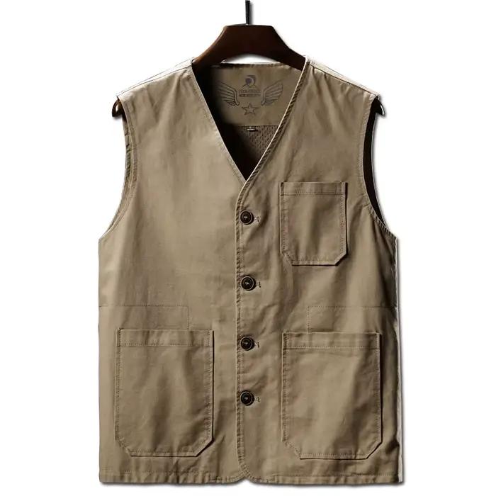 Veste de pêche grande taille M-8XL en coton respirant - Maille aérée pour pêche estivale et outdoor