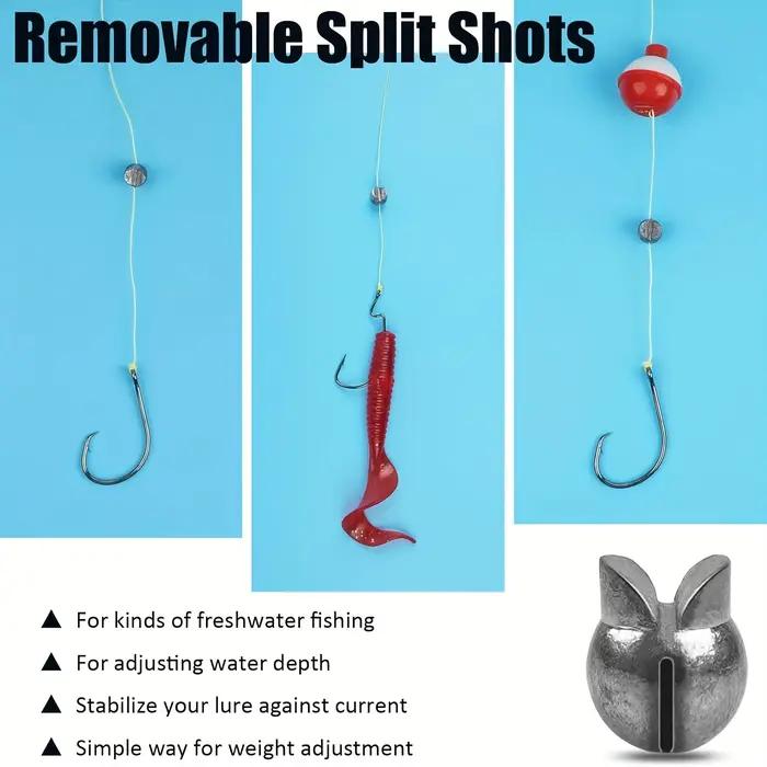Kit de Plombs Pêche 60 à 120 Pièces, Sinkers Fendus Premium 5 Tailles, Design Rond Amovible
