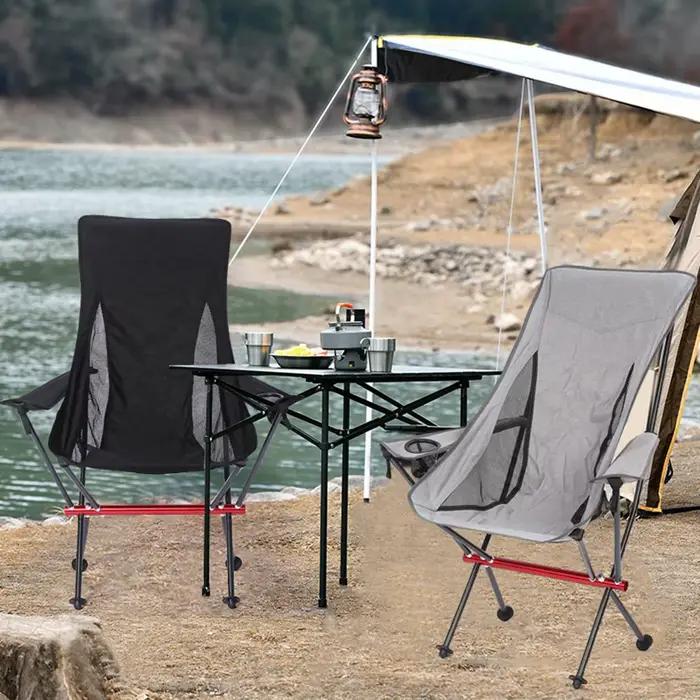 Chaise pliante Desert Fox avec accoudoirs et sac de transport pour pêche, randonnée et camping