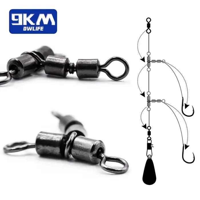 3 Way Fishing Swivels 15-30Pcs - Double Rolling Swivels T-Shape Triple pour Pêche en Mer et Rivière