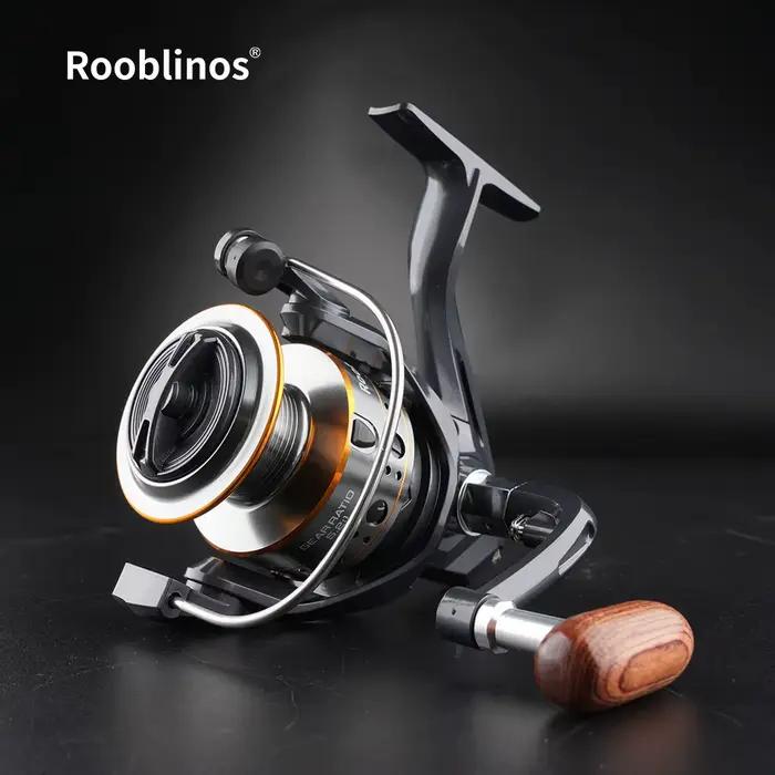 Moulinet Rooblinos MG polyvalent pour pêche en eau douce et mer, rouet de préchargement, cadre métal, frein haute vitesse, idéal pour la plage, bateau, roche, lac et rivières
