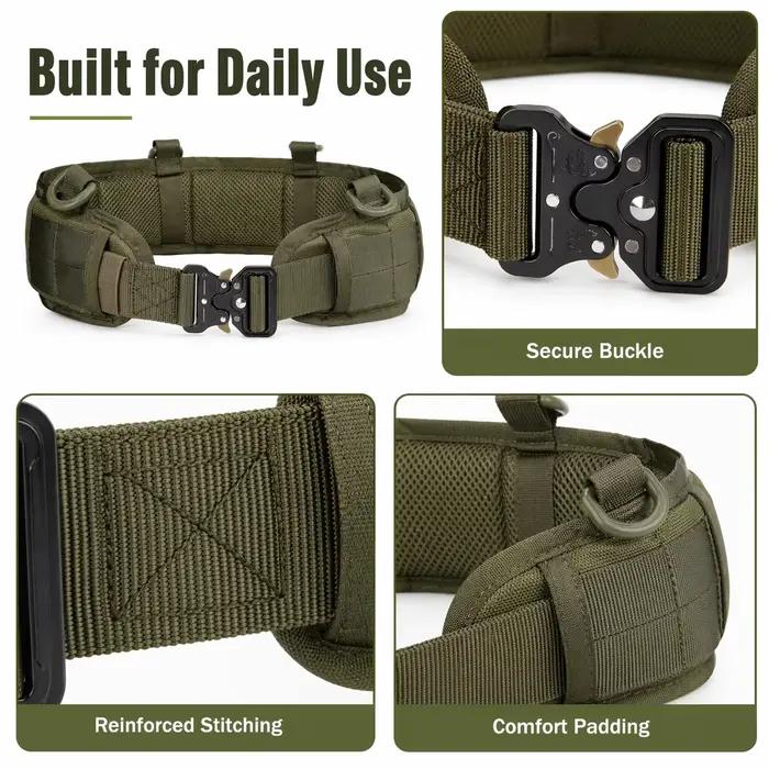 Ceinture tactique nylon MOLLE avec boucle métal - Équipement outdoor chasse pêche