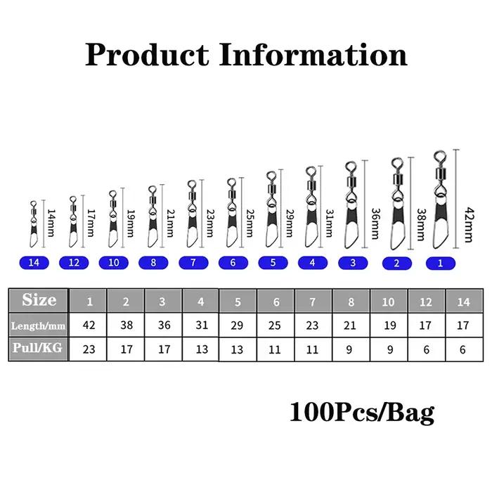 100 pièces connecteur hameçon type A avec roulement rotatif pour appâts rapides accessoires pêche