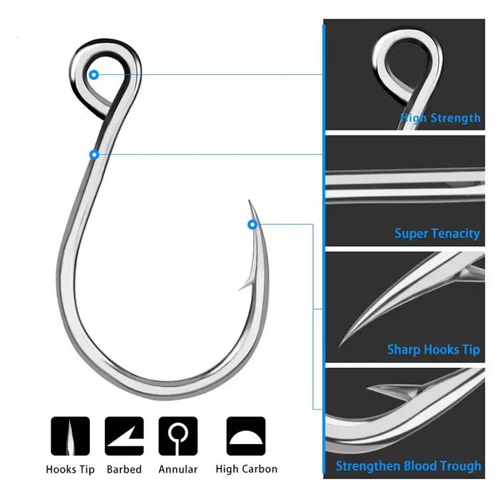 Hameçons de pêche jigging 25 pièces acier carbone pour leurres vers et carpe eau salée