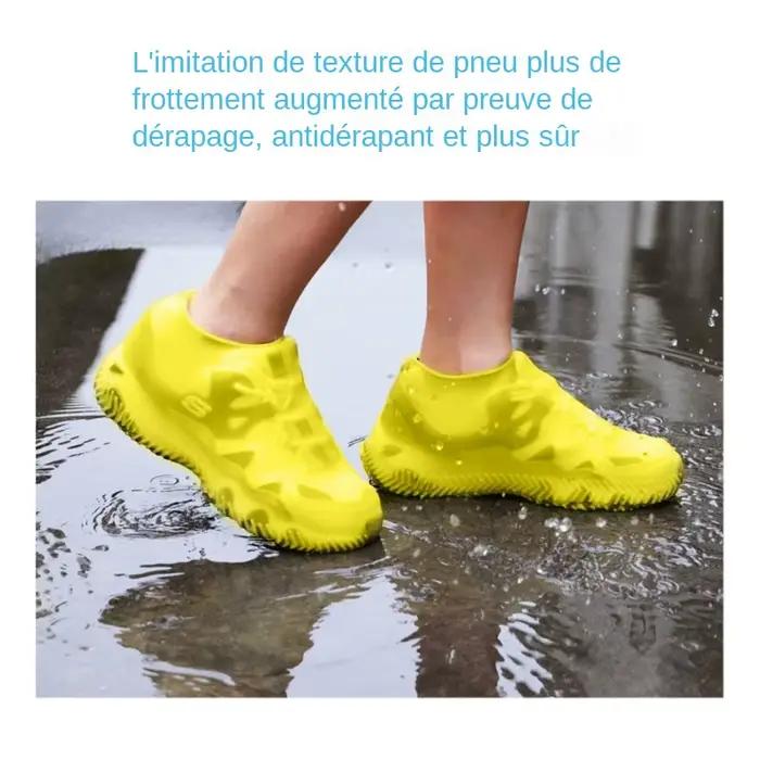 Chaussures de pluie imperméables antidérapantes en silicone élastique pour hommes et femmes - Couvre-chaussures réutilisables