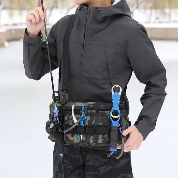 Sac banane pêche multifonction avec compartiments - Stockage leurres et accessoires de pêche