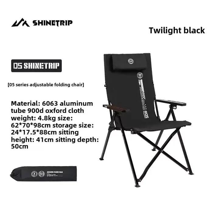 Chaise camping pliante portable ShineTrip Série 5 réglable - Siège bureau sieste pêche pique-nique déjeuner