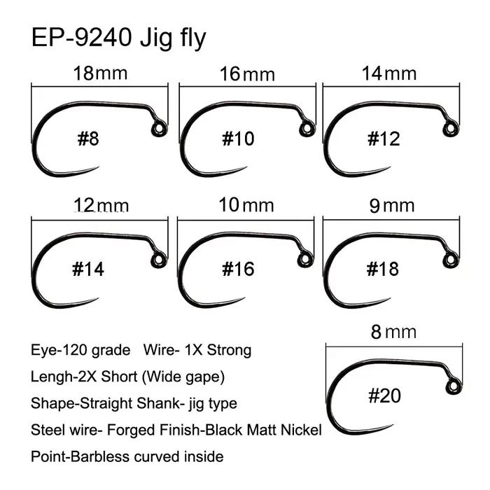 Hameçons sans ardillon Eupheng 100pcs compétition pêche sèche - Nymphes, pupes et larves