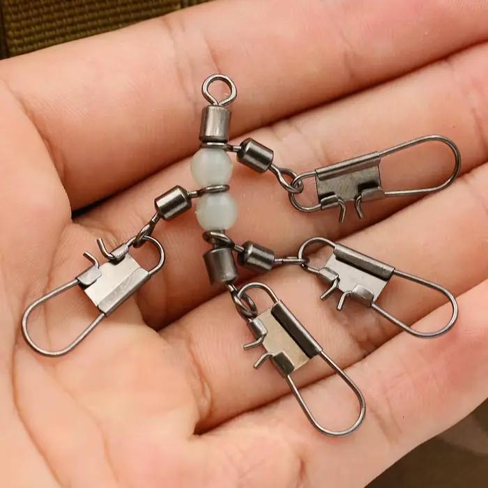 Connecteur de pêche surf casting 3 voies avec perles lumineuses, 10 pièces en forme de T