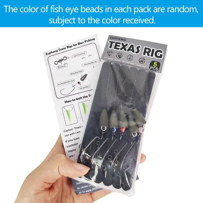 Set de 5 Texas Rigs pré-montés avec hameçons et plombs inclus pour pêche du black bass occasions spéciales pêcheurs débutants ou expérimentés