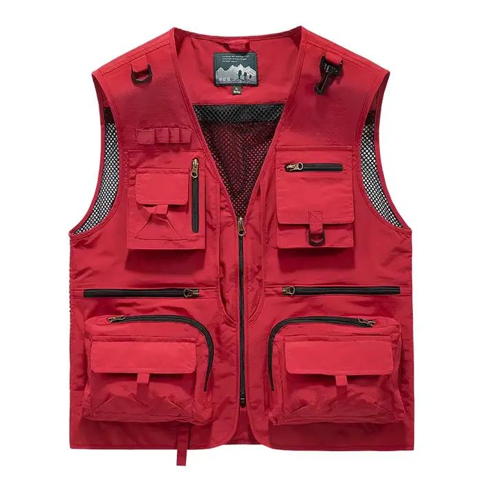 Veste de pêche respirante homme avec multiples poches pour le loisir en extérieur