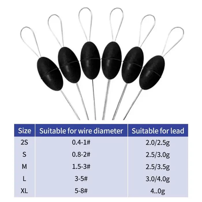 Lot de 60 pièces bouchons de pêche ovale en caoutchouc pour carpe et truite, flotteurs stop float