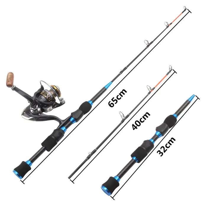 Canne pêche glace 65cm carbone super rigide combo moulinet set carpe hiver pesca