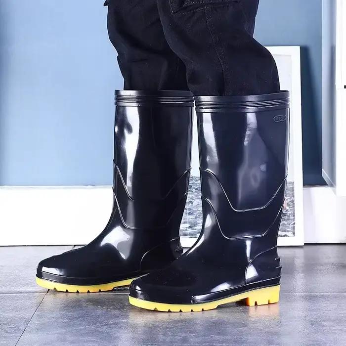 Bottes de sécurité pêche PVC semelle souple épaissie imperméables antidérapantes pour hommes temps chaud