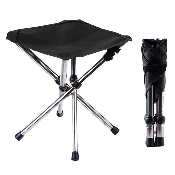Tabouret tripode pliant camping portable - Siège pêche plage petit format pour équipement compact