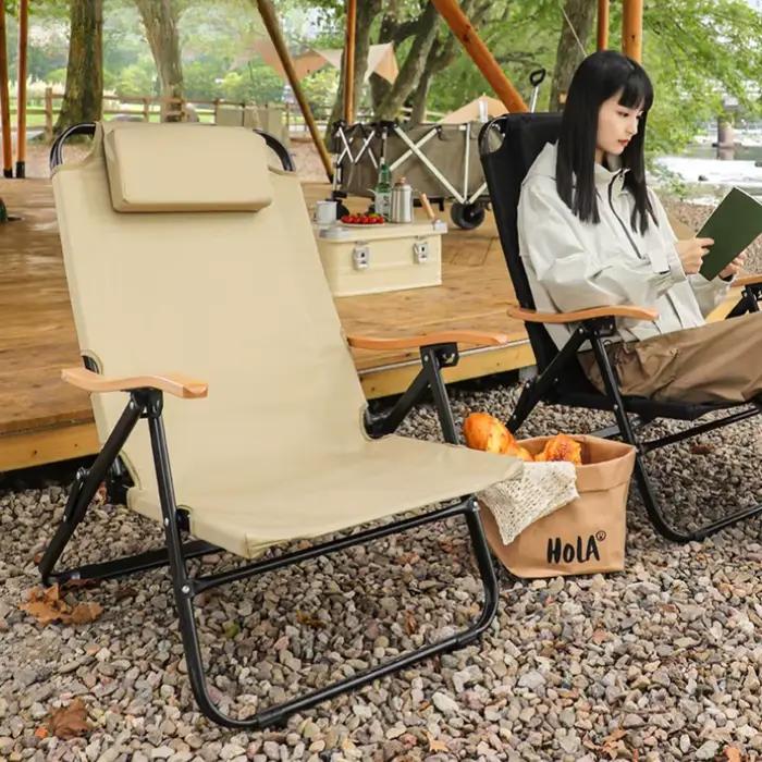 Chaise de pêche réglable avec coussins amovibles pour camping, plage et randonnée