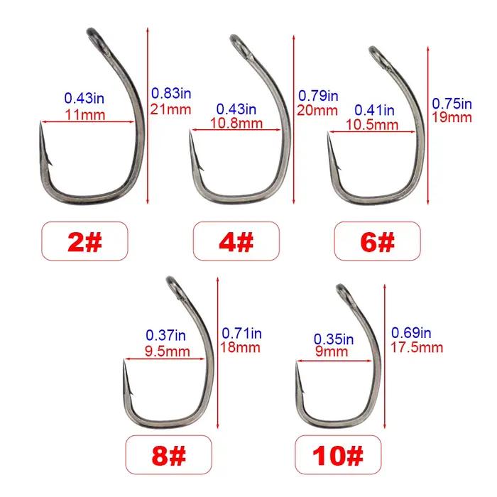 Hameçons carpe micro-barbelés acier haut carbone 50 pièces PTFE avec œillet et boîte amovible