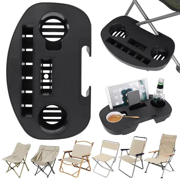 Tablette latérale clipable pour chaise pliante de pêche et camping avec porte-gobelet