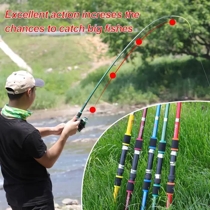 Canne télescopique 1.8m enfant fibre de verre durable spinning feeder carpe pêche débutant