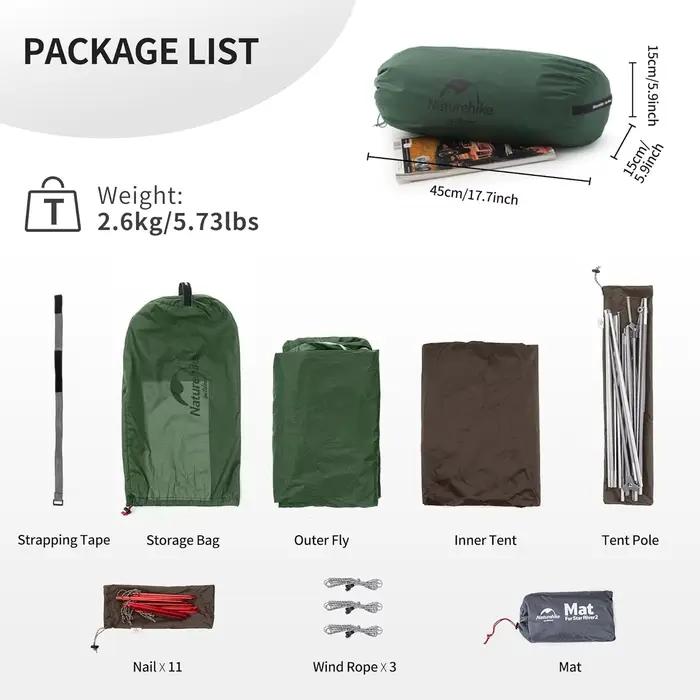 Tente ultralégère imperméable 2 personnes 4 saisons randonnée pêche Naturehike Star-River