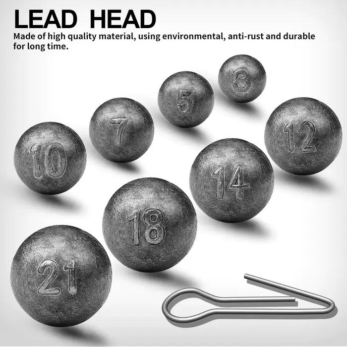 Plombs tête ronde 8 poids 3g-21g - Sinkers plombés pour leurres pêche carnassiers