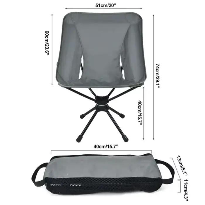 Chaise pivotante détachable TINSOL avec sac de pêche - Camping, randonnée et activités outdoor
